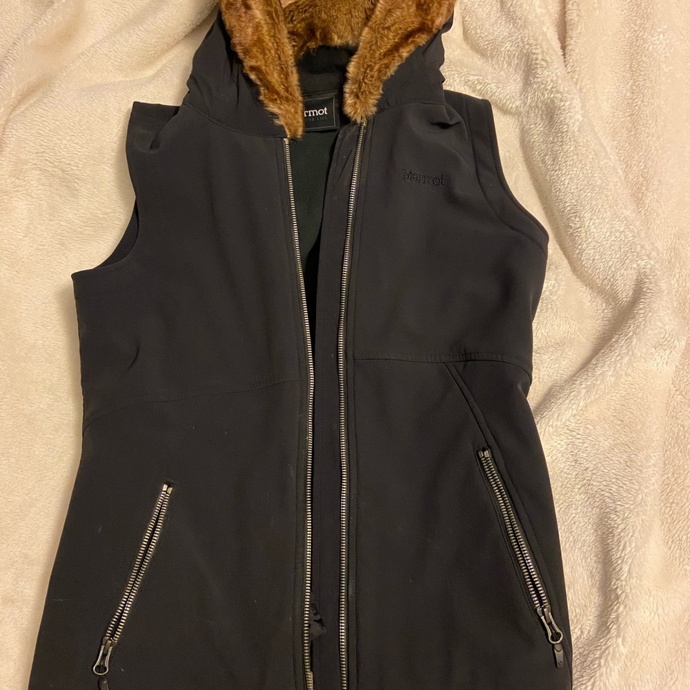 Marmot furry hooded vest